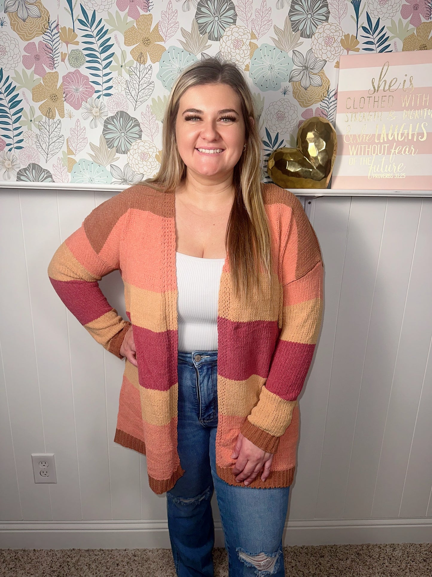 Color Block Rust Mix Cardigan