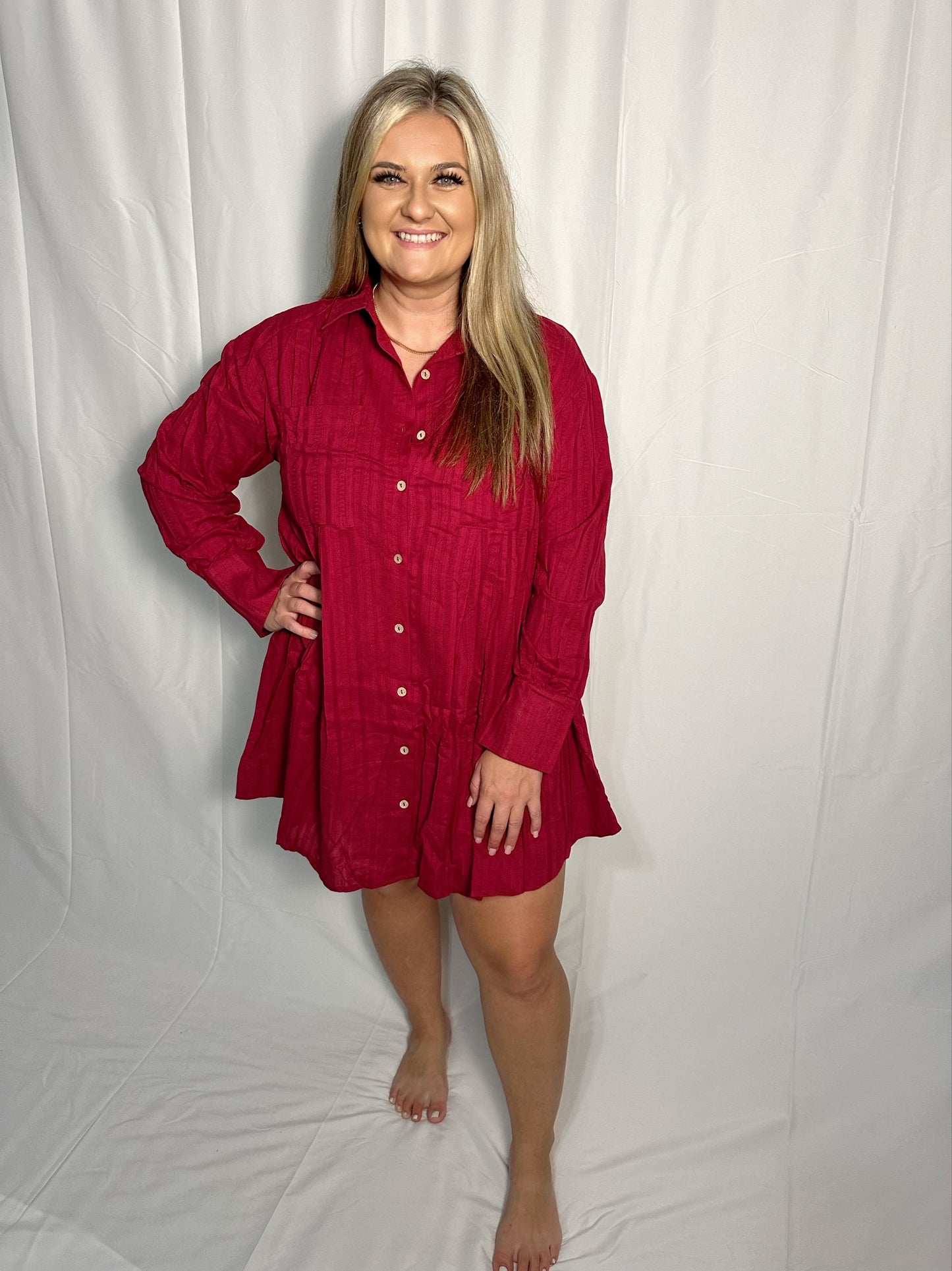 Red Button Down Dress