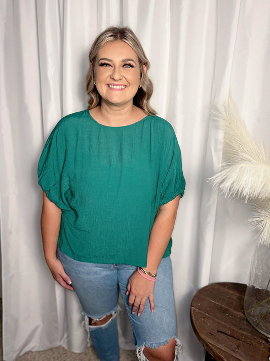 Teal Linen Blouse