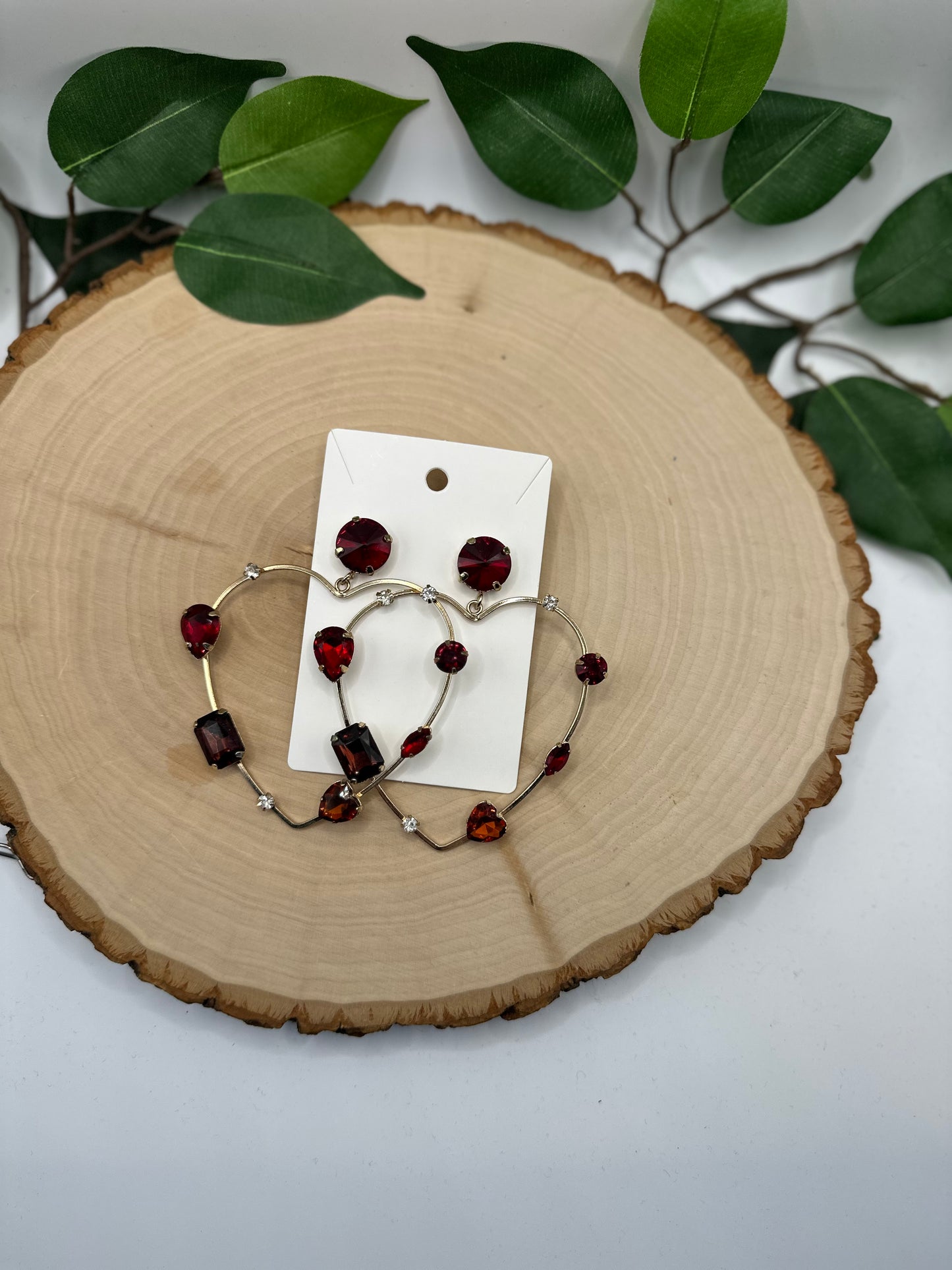 Red Stone Heart earrings