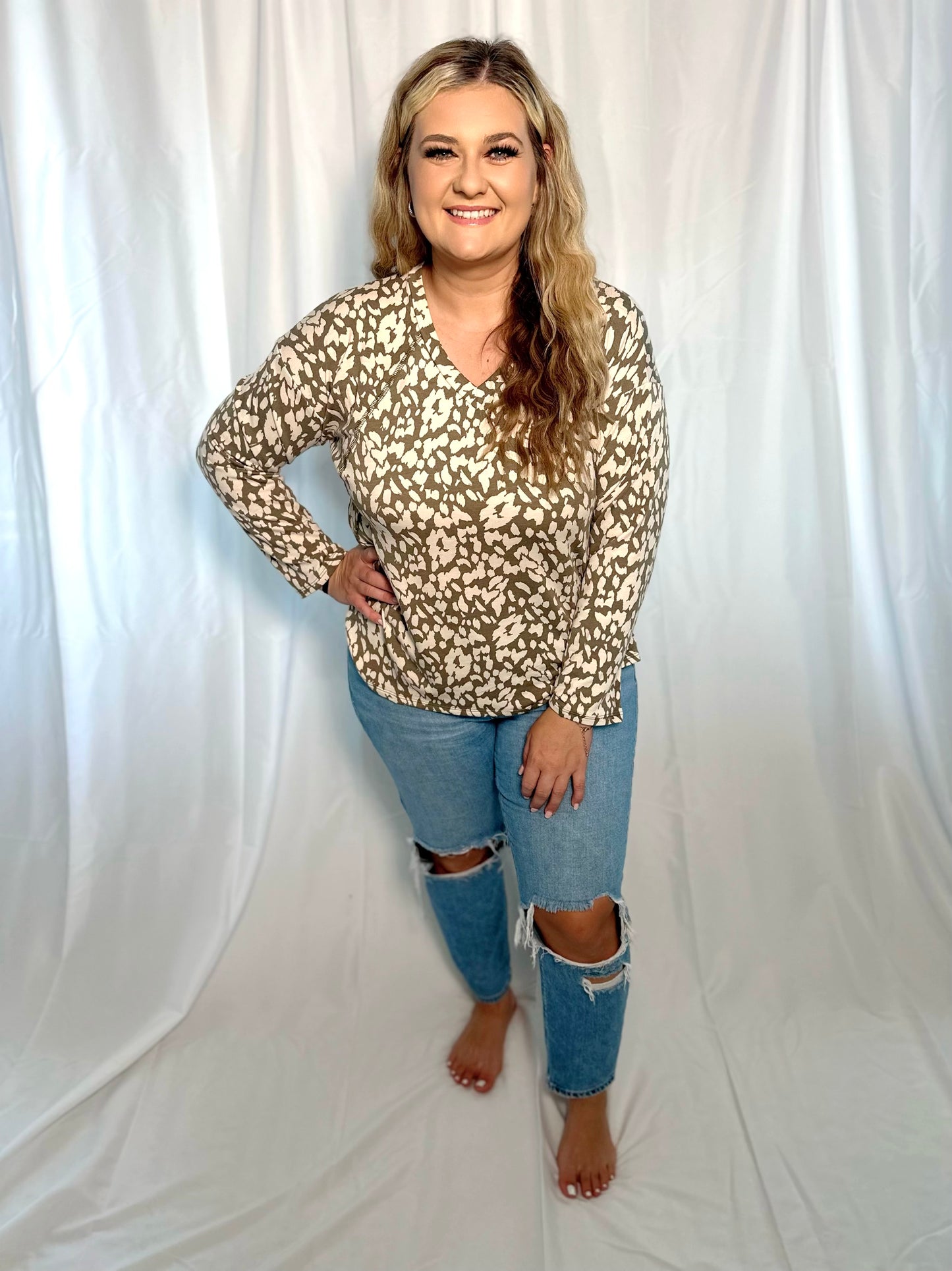 Olive and Cream Leopard Long Sleeve